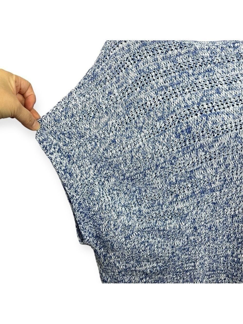 GAP Women's Marled Sleeveless Sweater Crew Neck Size XL Blue White 100% cotton - Picture 3 of 6